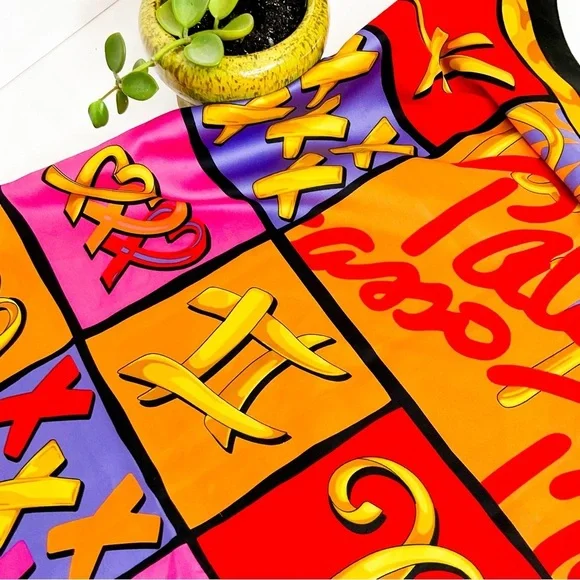 Paloma Picasso Colorful Silk Astrological Sun Sign Zodiac Scarf - Picture 9 of 9